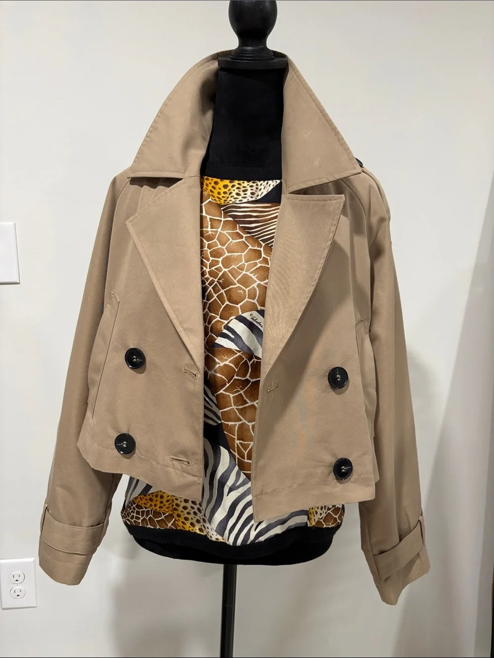 ZARA Double Breasted Crop Trench Women’s M - Picture 5 of 8